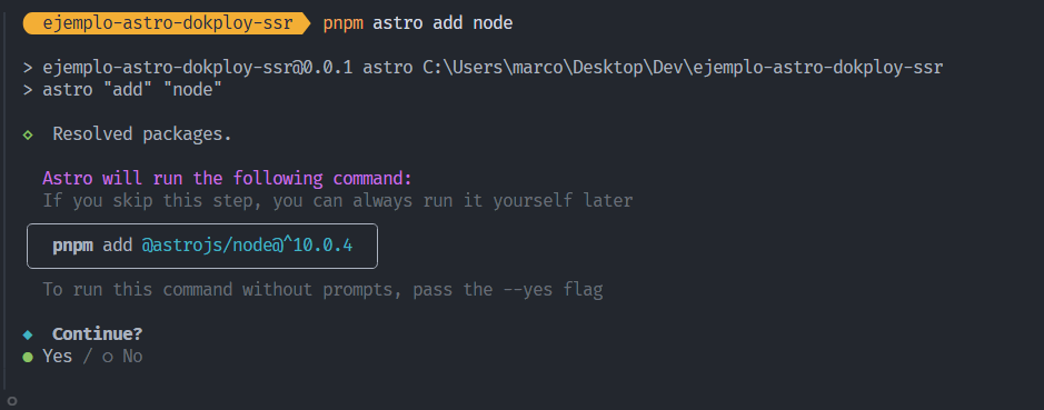 Instalación de adaptador de nodejs