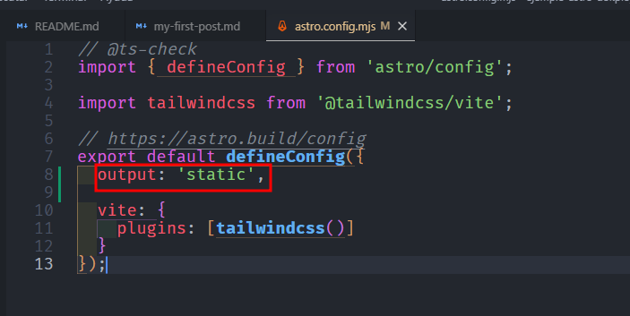 Configuración de output static opcional