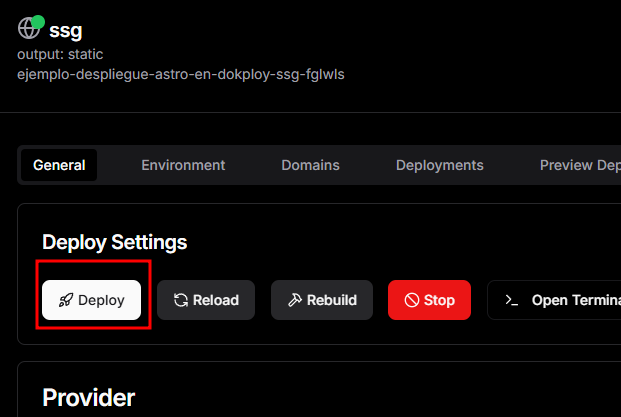 Desplegar el proyecto Astro SSG y realizar la build 