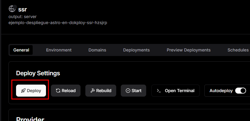 Desplegar el proyecto Astro SSR y realizar la build