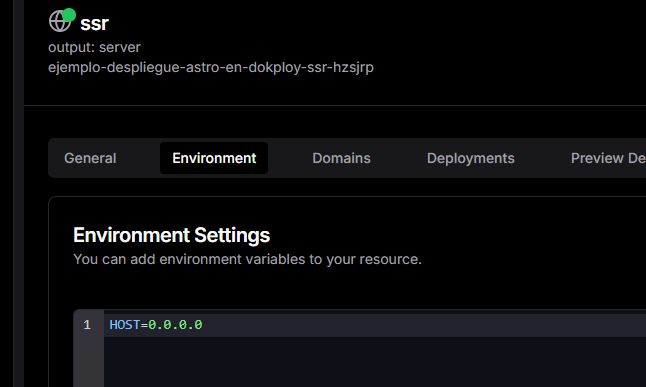 Host sobre los que se publicará la aplicación de Astro