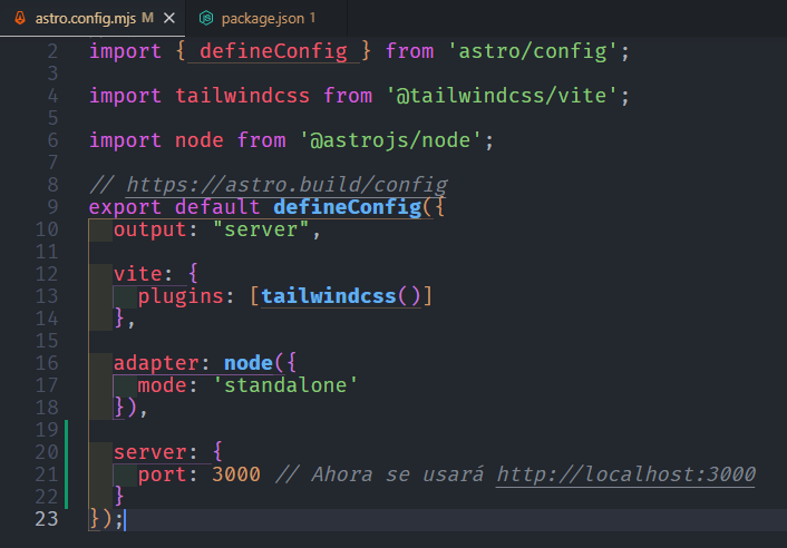 Puerto por de Astro cambiado al de Dokploy en astro.config.mjs
