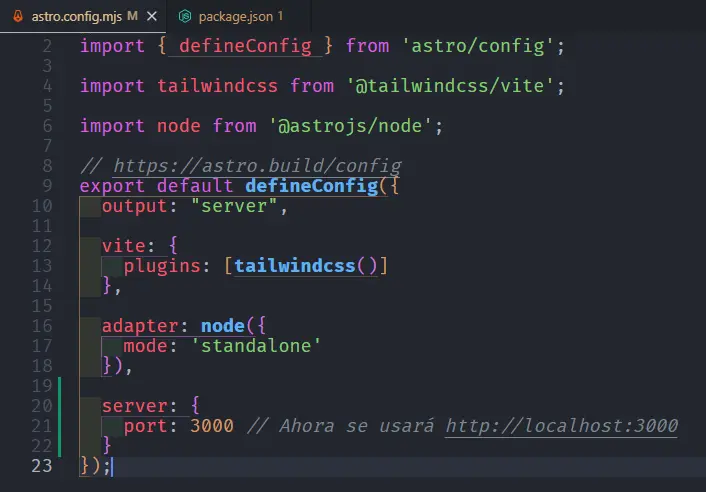 Puerto por de Astro cambiado al de Dokploy en astro.config.mjs