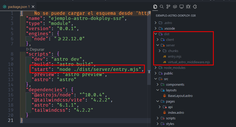 Script en package.json para que funcione el adaptador de Node.js