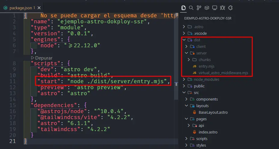 Script en package.json para que funcione el adaptador de Node.js